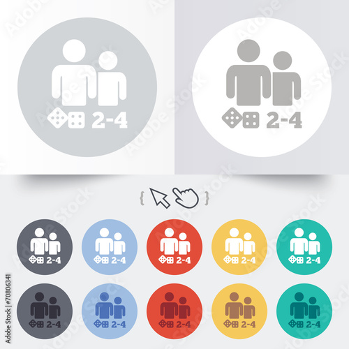 Board games sign icon. 2-4 players symbol.