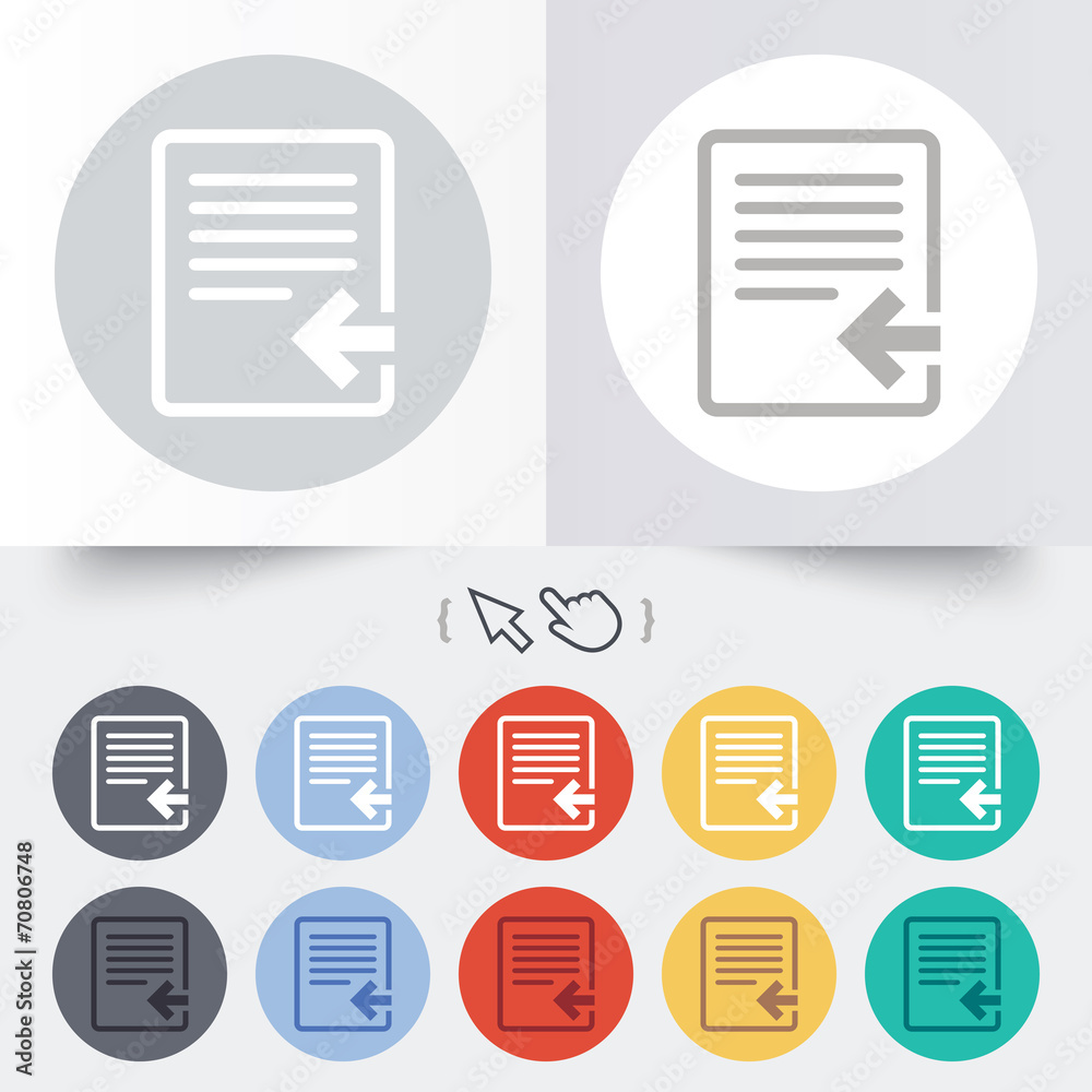 Import file icon. File document symbol. Import file icon. File document symbol.