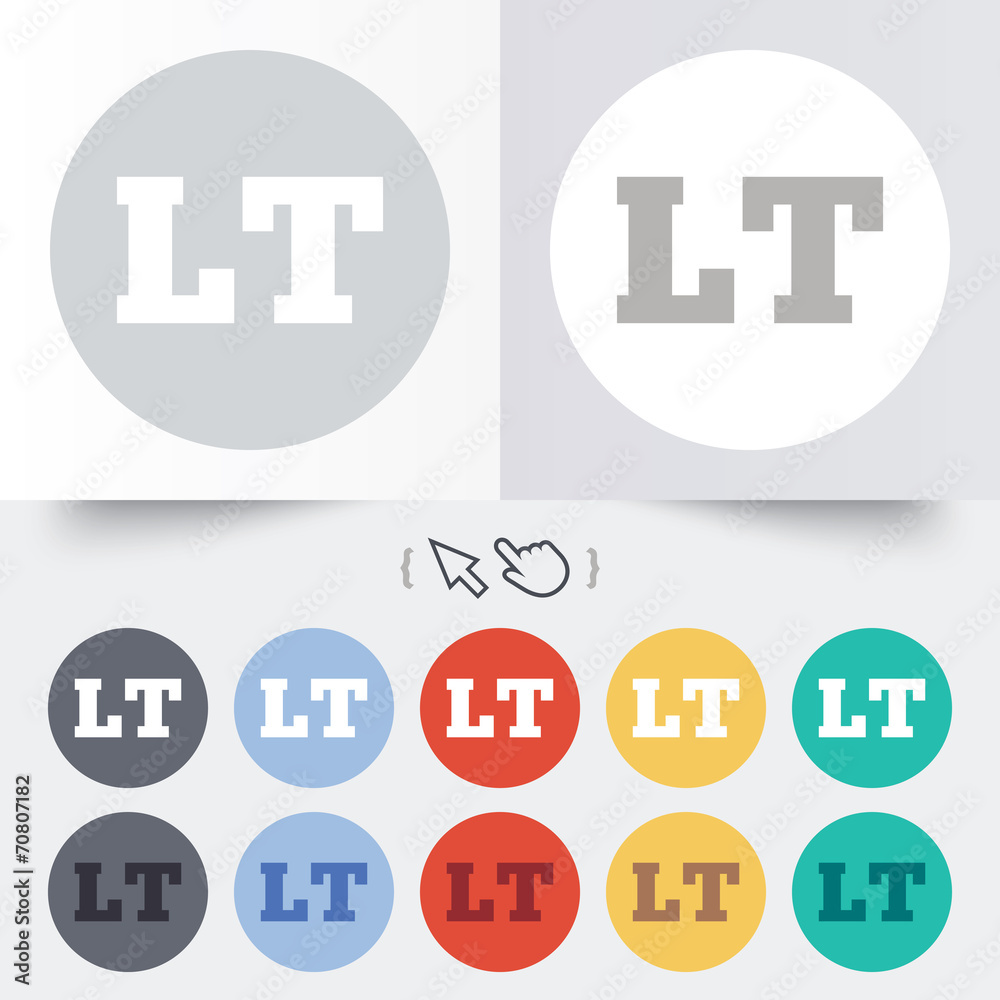 Lithuanian language sign icon. LT translation Lithuanian language sign icon. LT translation
