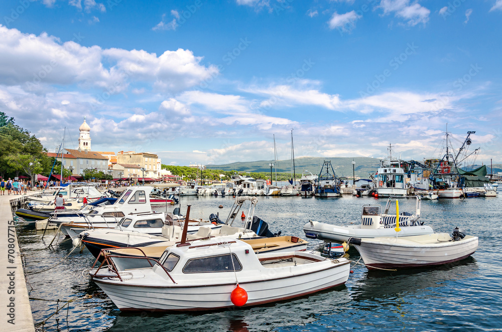 Harbor in Krk Town, Island Krk in Croatia