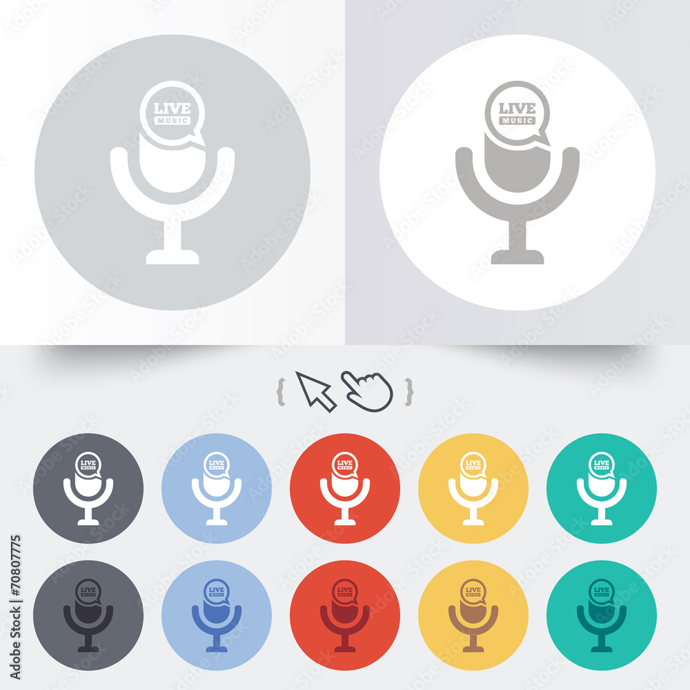 Microphone icon. Speaker symbol. Live music sign Microphone icon. Speaker symbol. Live music sign