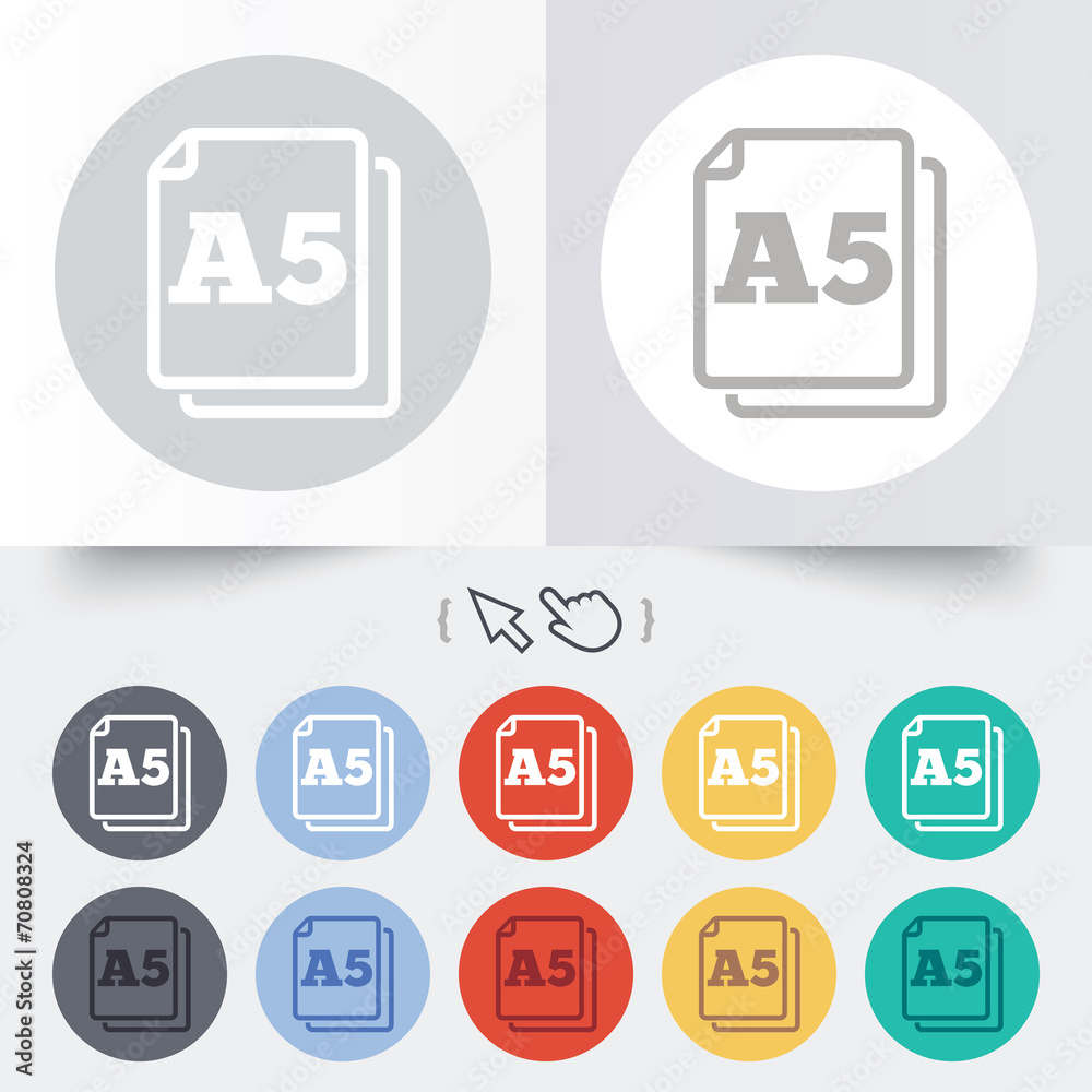 Paper size A5 standard icon. Document symbol.