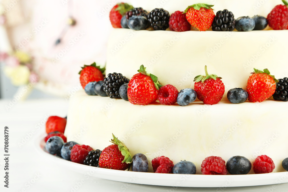 Beautiful wedding cake with berries Beautiful wedding cake with berries