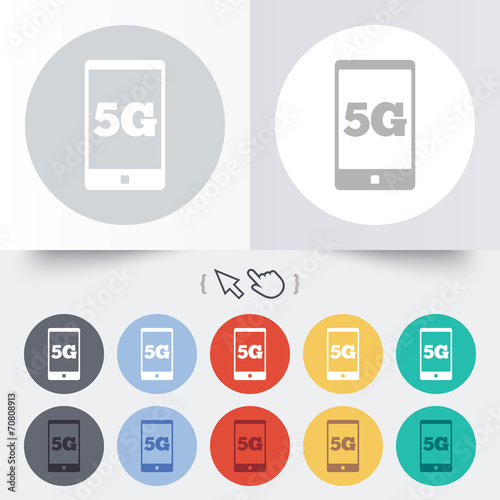 5G sign. Mobile telecommunications technology.