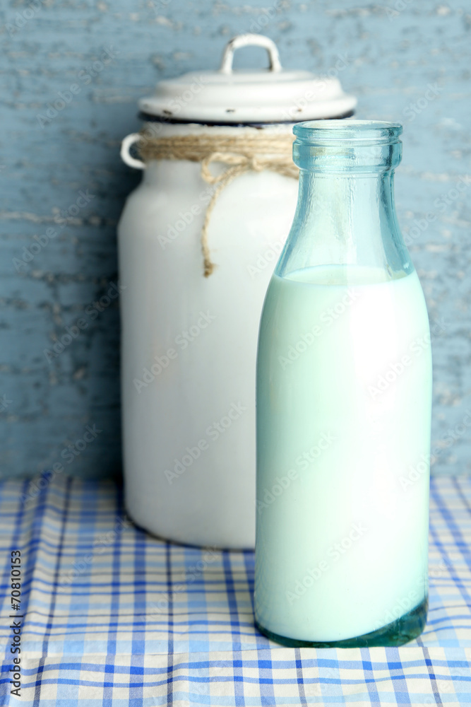 Retro still life with tasty rustic milk, on table Retro still life with tasty rustic milk, on table