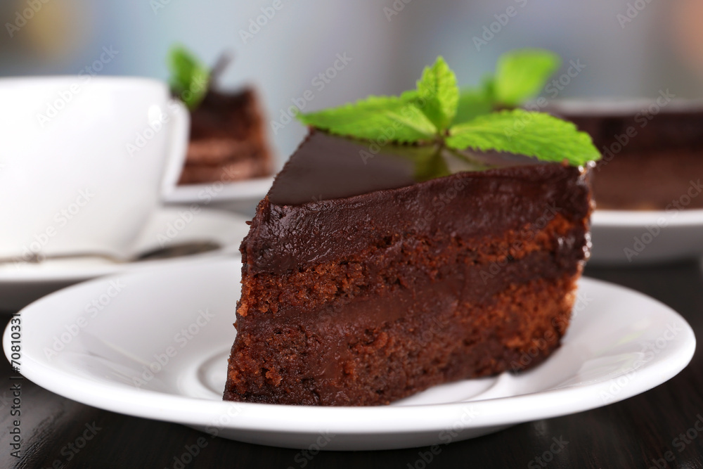 Pieces of chocolate cake