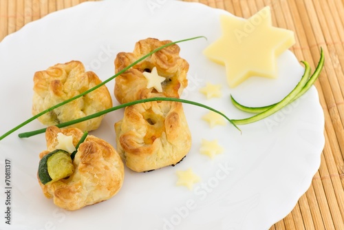 pasta sfoglia con zucchine e formaggio dolce photo