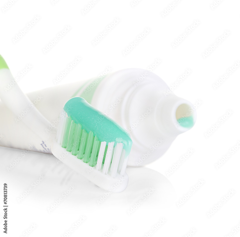toothbrush with toothpaste isolated on white background toothbrush with toothpaste isolated on white background