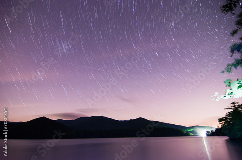 outer space over lake santeetlah in great smoky mountains in sum photo