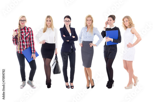 successful team - young attractive business women isolated on wh