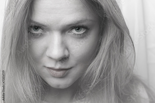 Slika na platnu Portrait of a beautiful girl closeup. Eloquent eyes.