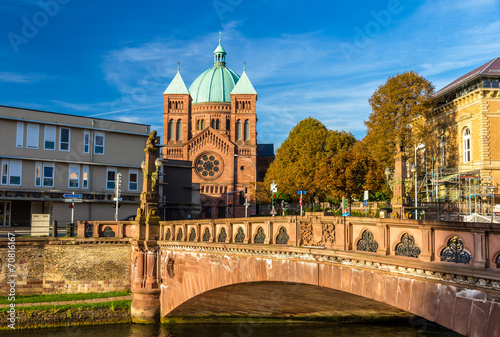 View of Saint-Pierre-le-Jeune church in Strasbourg - Alsace, Fra