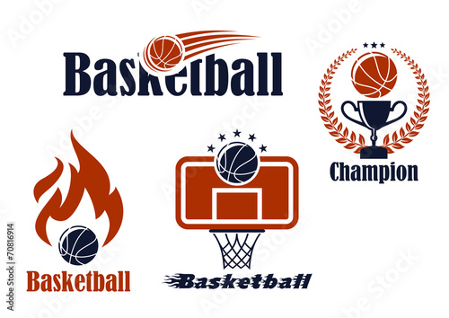 Basketball sport team emblems and symbols