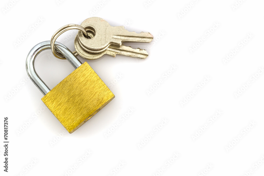 key and lock on white background. key and lock on white background.