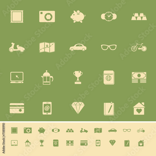 The useful collection color icons on green background