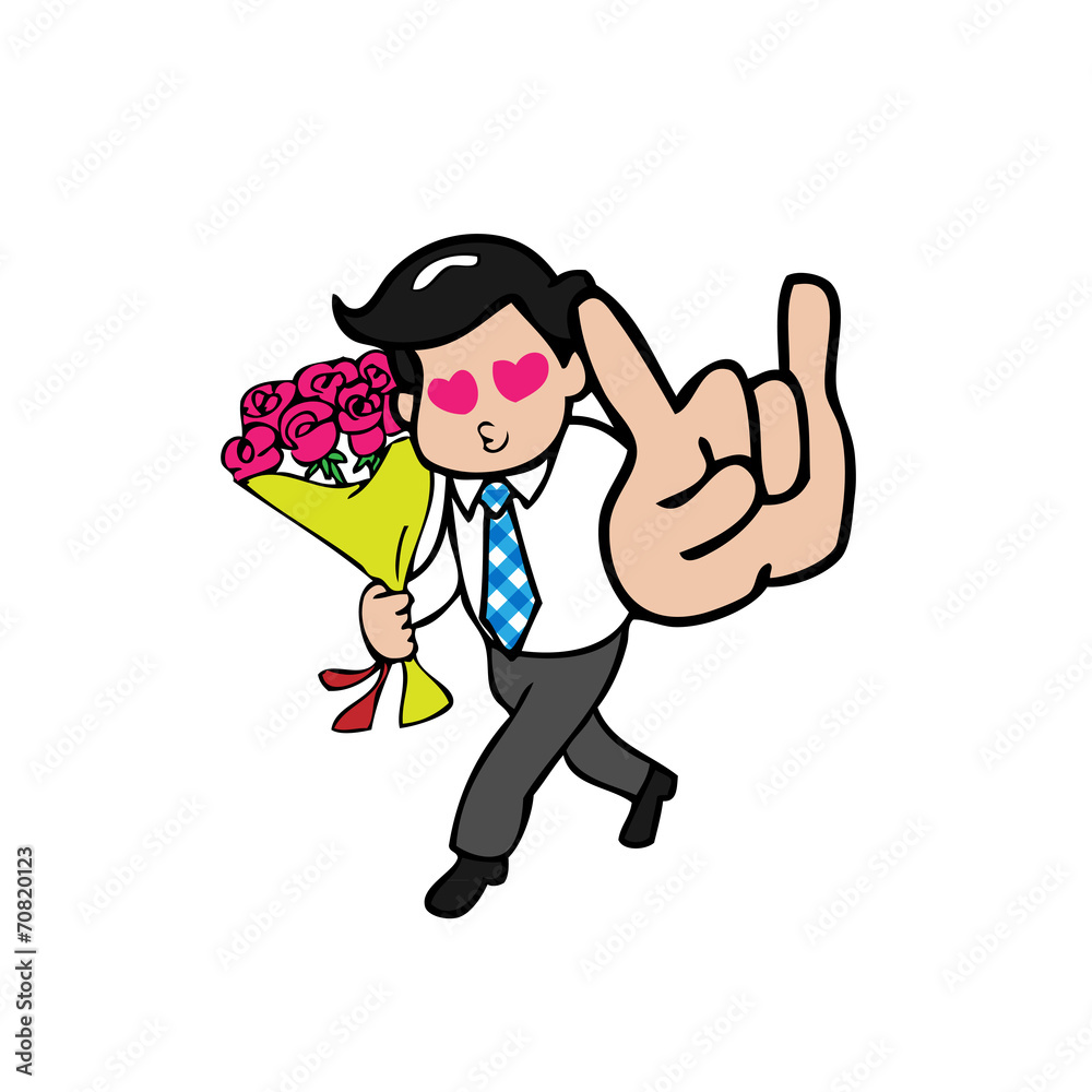 Businessman in love bouquet