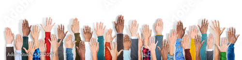 Group of Multiethnic Diverse Hands Raised