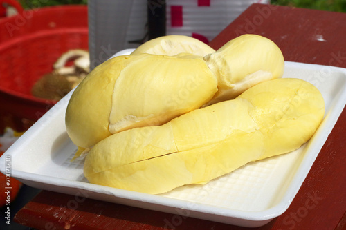 Durians fruit on white dish