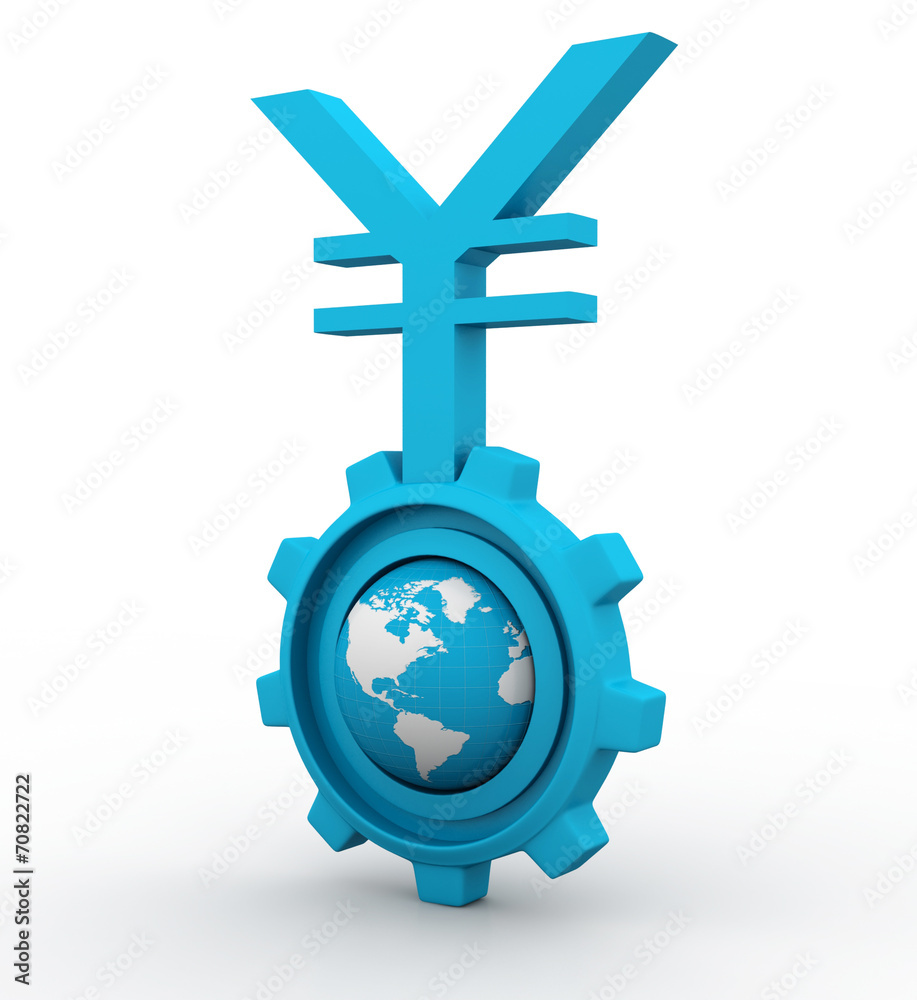 3d gear and earth with yen 3d gear and earth with yen