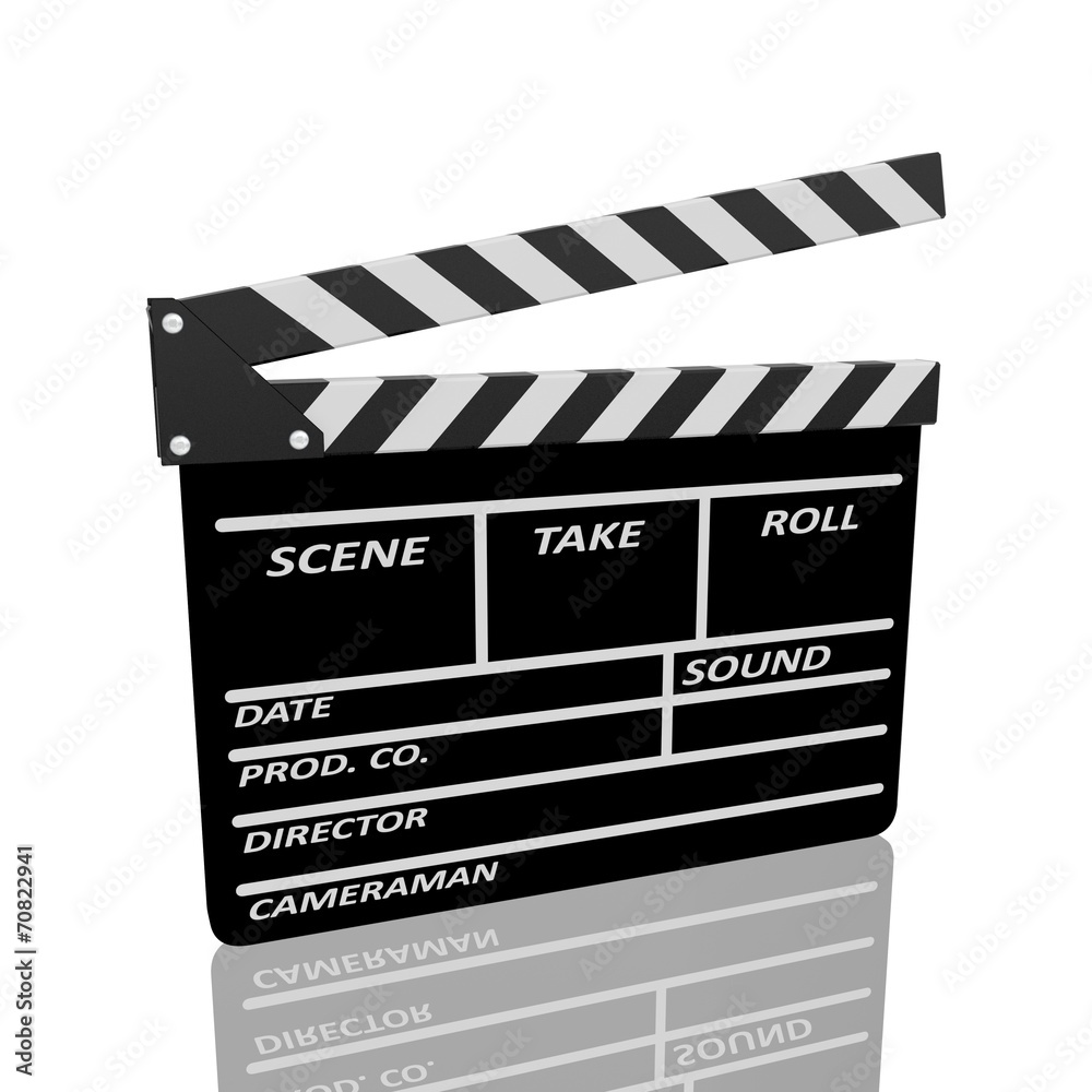 Fototapeta premium Clapper board on white background