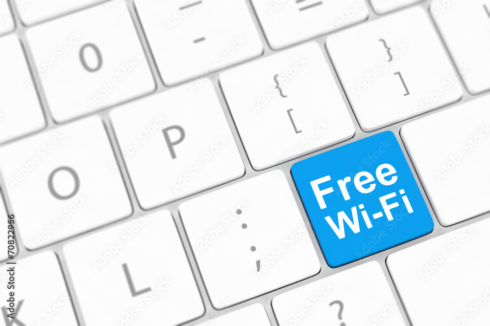 Free WI-FI button on keyboard with soft focus Free WI-FI button on keyboard with soft focus