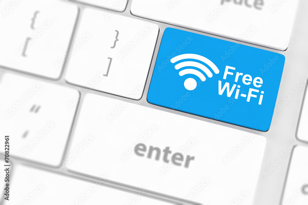 Free WI-FI button on keyboard with soft focus Free WI-FI button on keyboard with soft focus