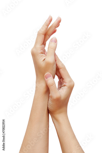 beautiful woman hands healthcare isolated on white