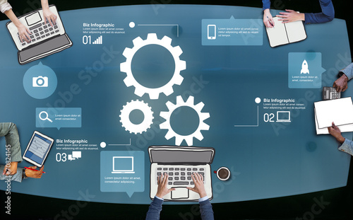 Wallpaper Mural Business People Working and Gear Symbols Torontodigital.ca