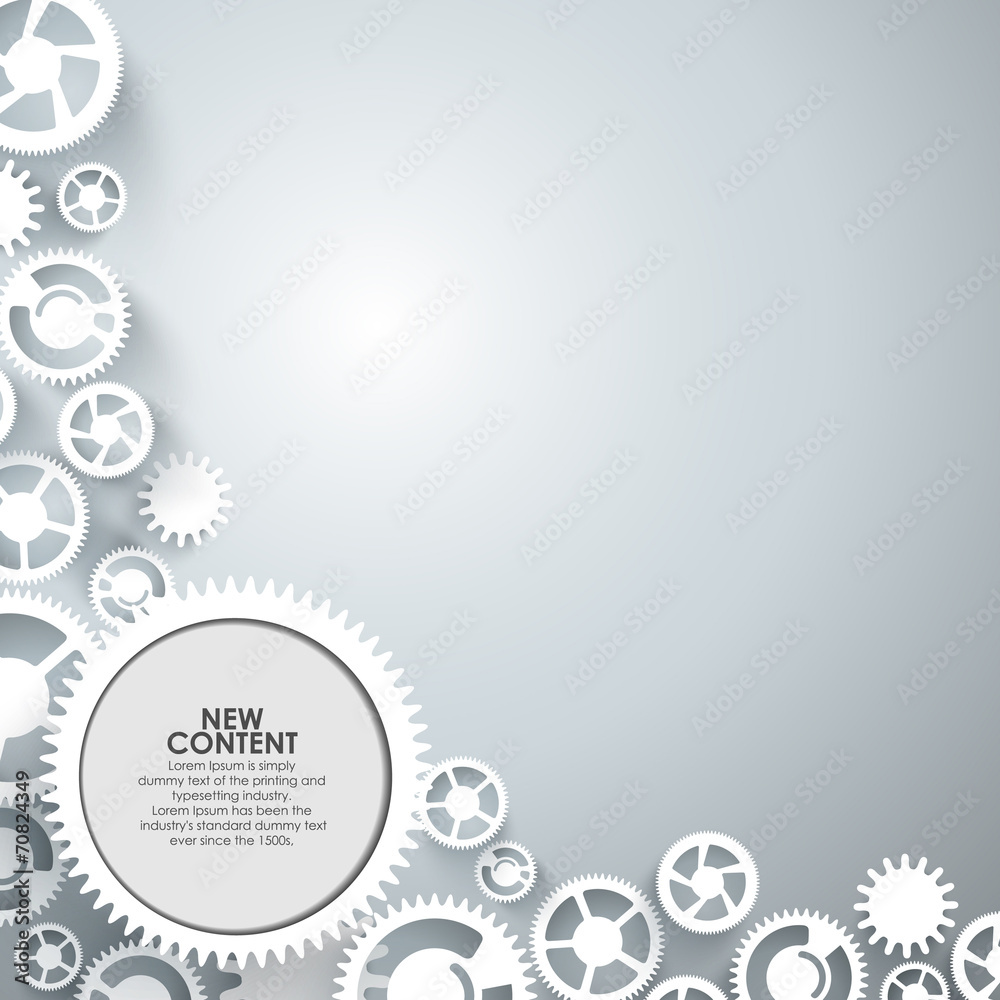 Abstract vector – white gears on grey background