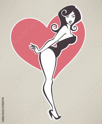 sexy pin up girl on beige background