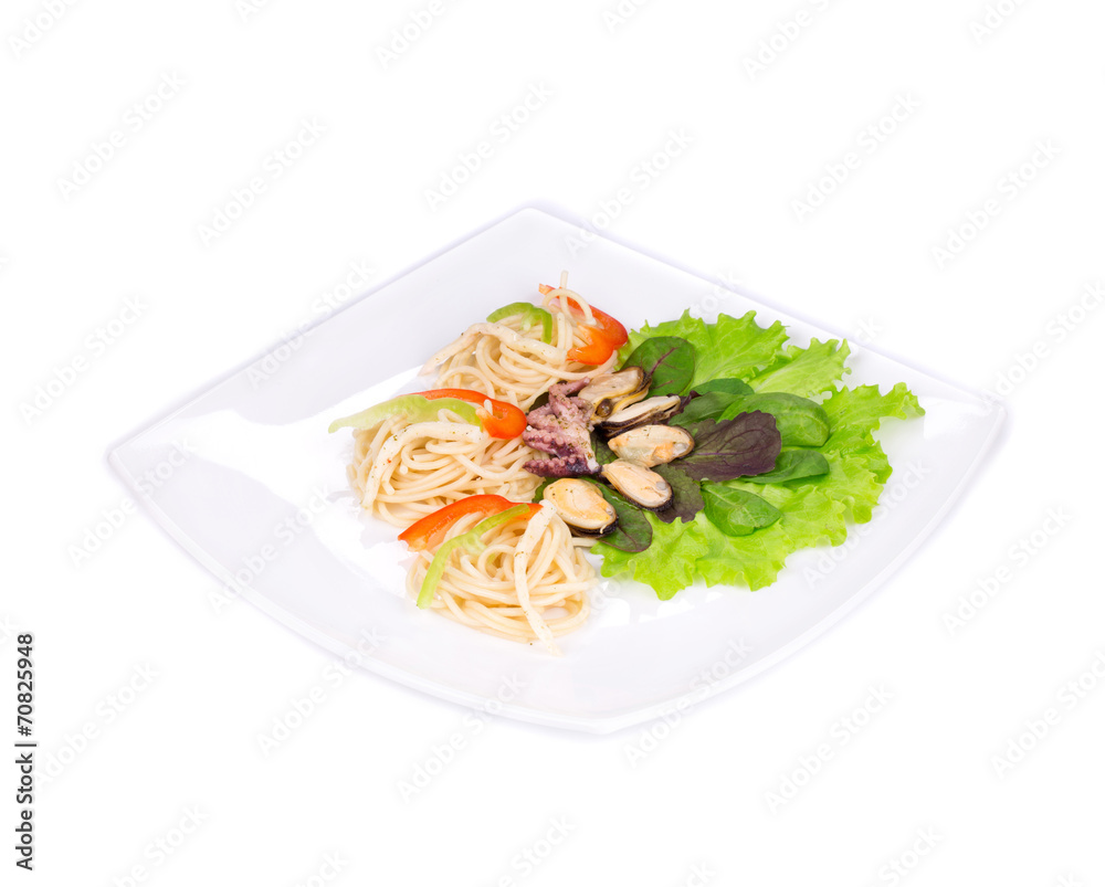 Tasty italian pasta with seafood. Tasty italian pasta with seafood.