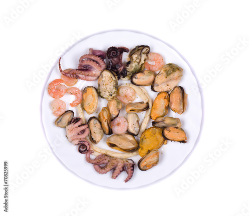 Mixed seafood plate.