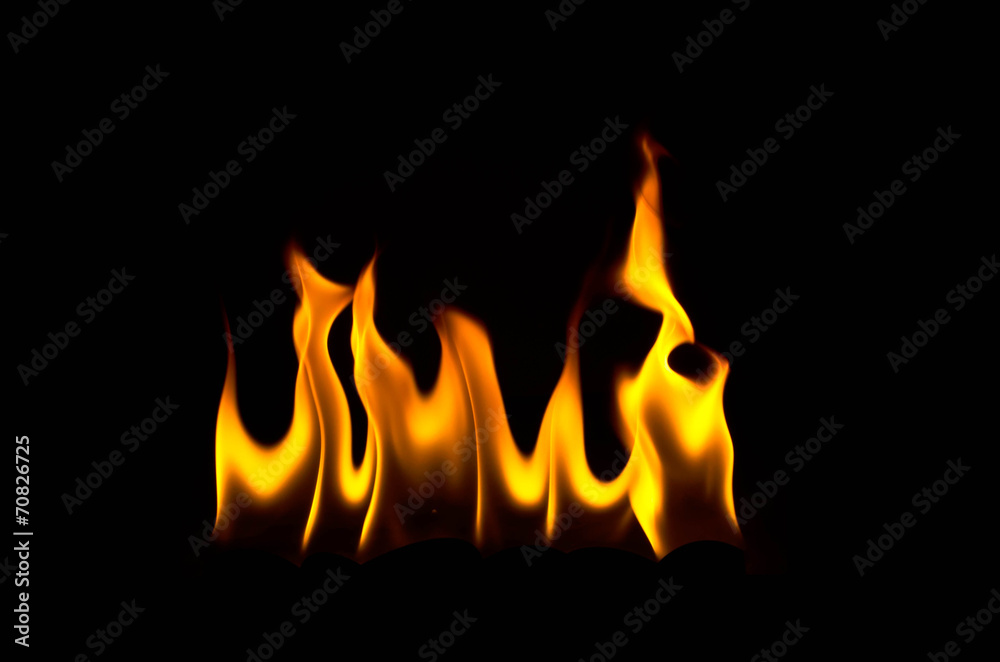 Fire flames on a black background Fire flames on a black background