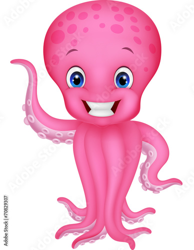 Cute cartoon octopus waving