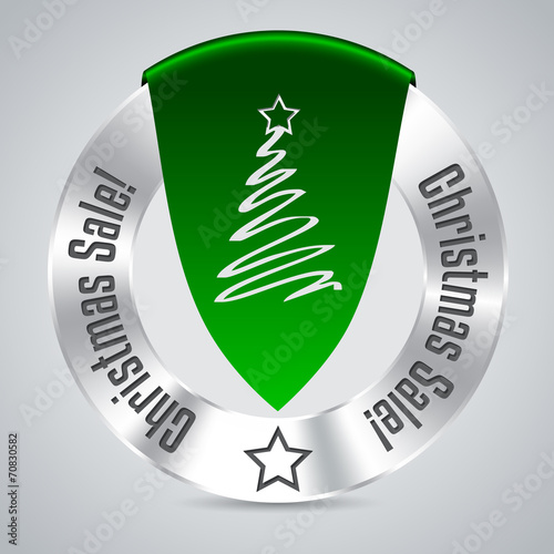 Christmas badge with green ribbon photo