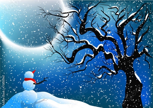 snowman and snow