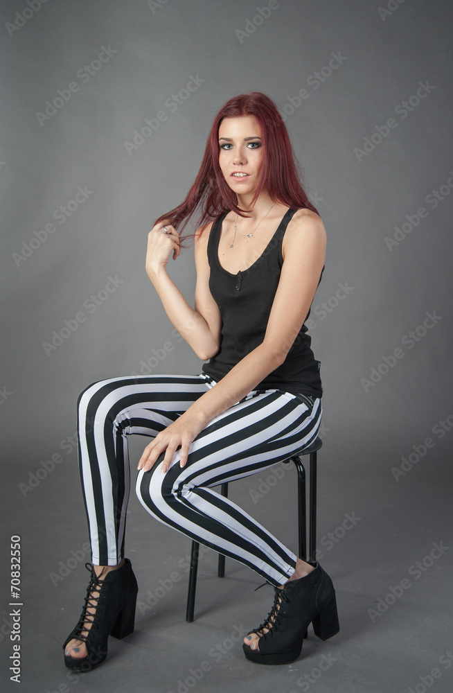 girl in striped trousers