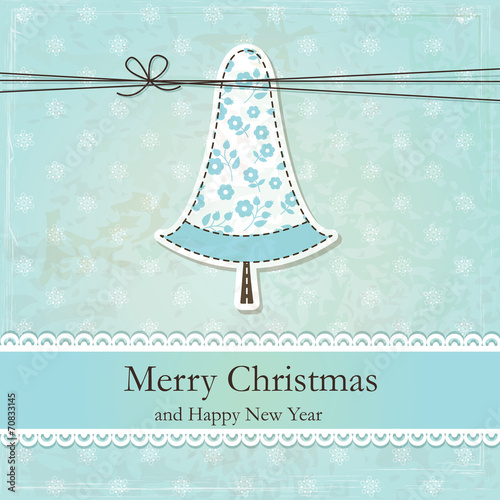 Vintage Christmas background  with cute Christmas Tree