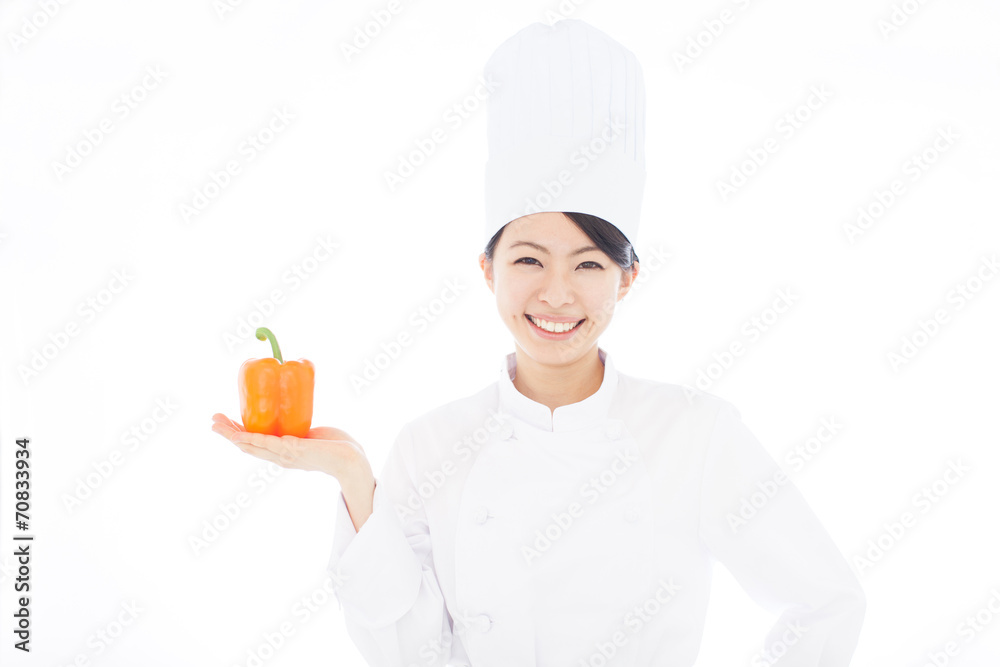 パプリカを持った女性 パプリカを持った女性