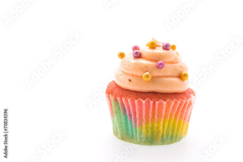 Colorful cupcakes isolated on white