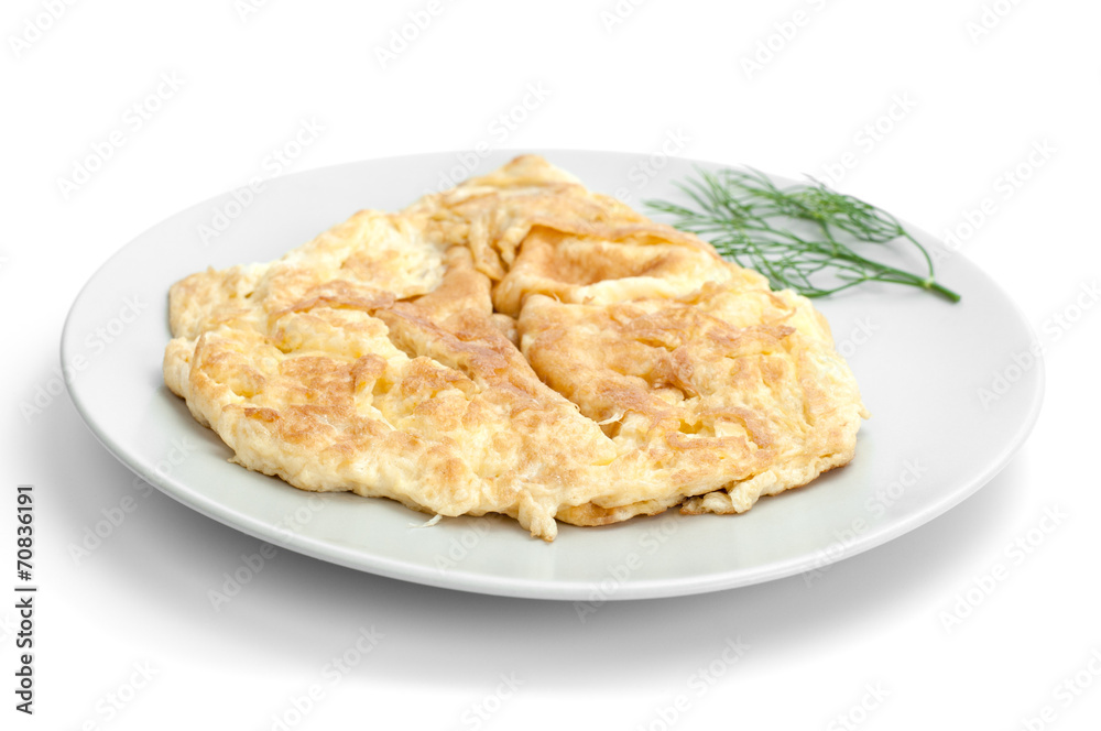 scrambled eggs on a white background