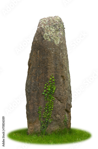 Canvas-taulu Freigestellter Menhir vor weißem Hintergrund