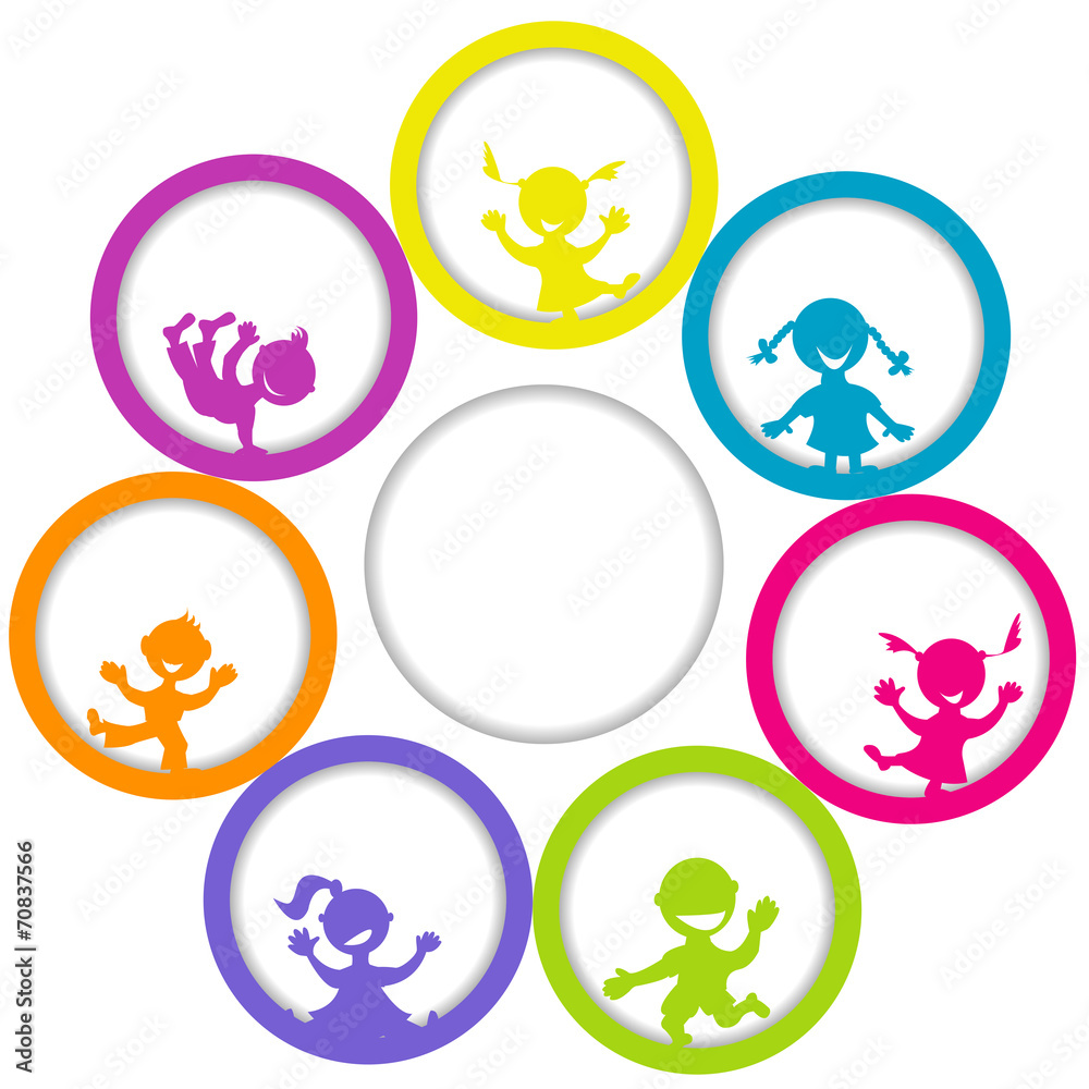 Circle frame with children and place for your text