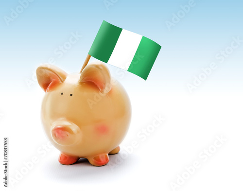 Piggy bank with national flag of Nigeria