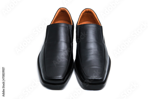 Black glossy man shoes isolated