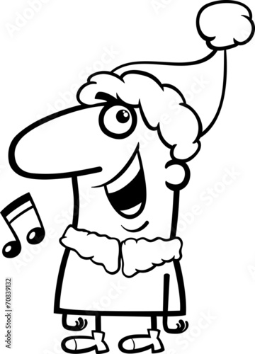 santa singing carol coloring page