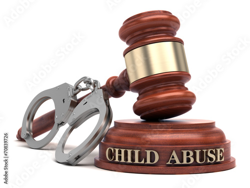 Child Abuse text on sound block & gavel