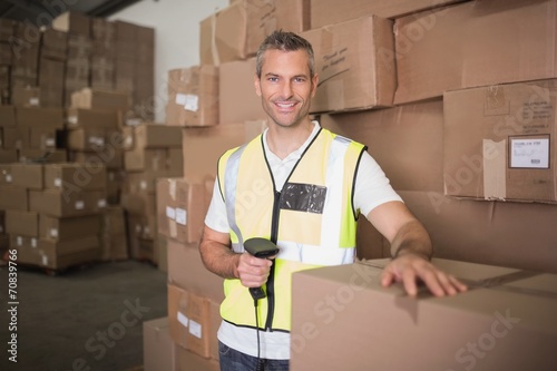 Worker scanning package in warehouse © WavebreakMediaMicro