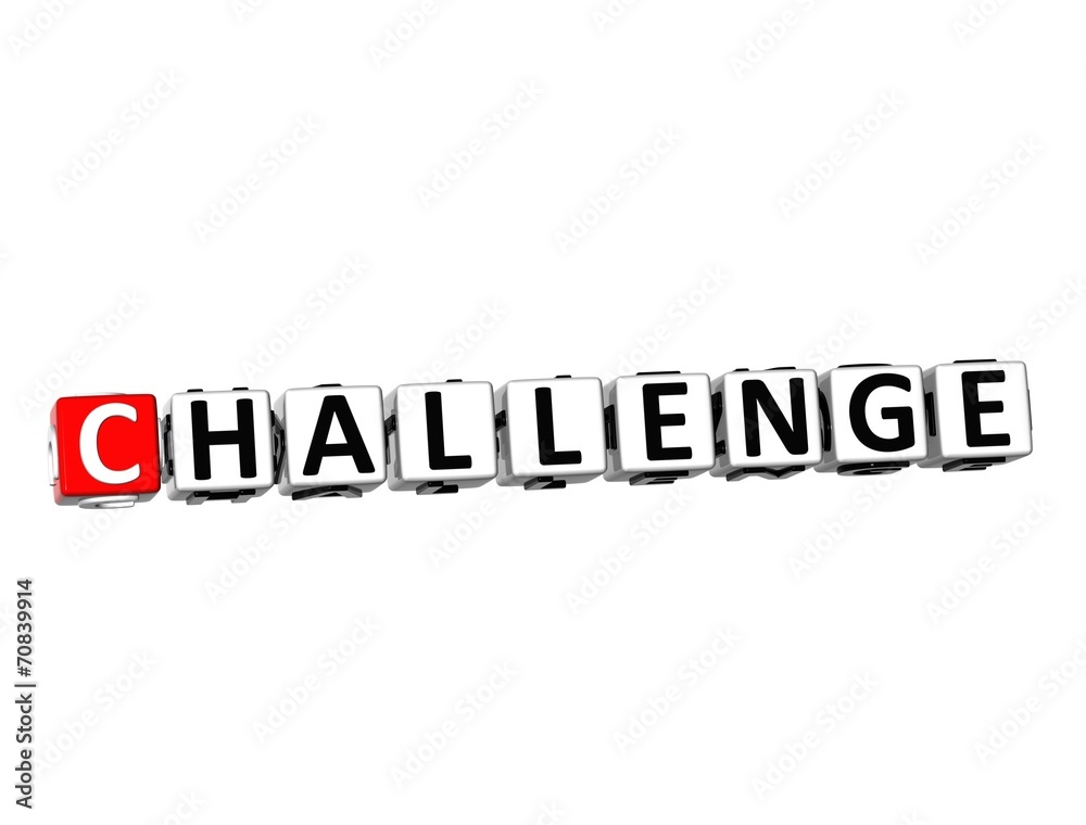 3D Word Challenge on white background