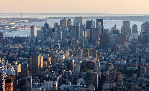 Aerial view of Downtown Manhattan  NYC.